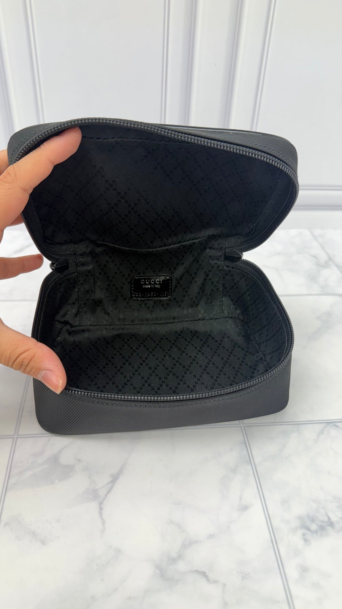 Gucci Black Nylon Bamboo Vanity Case 