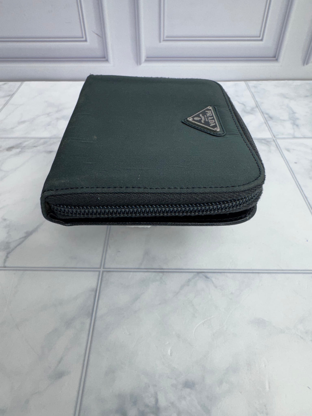 Prada Dark Green Nylon Compact Zippy Wallet