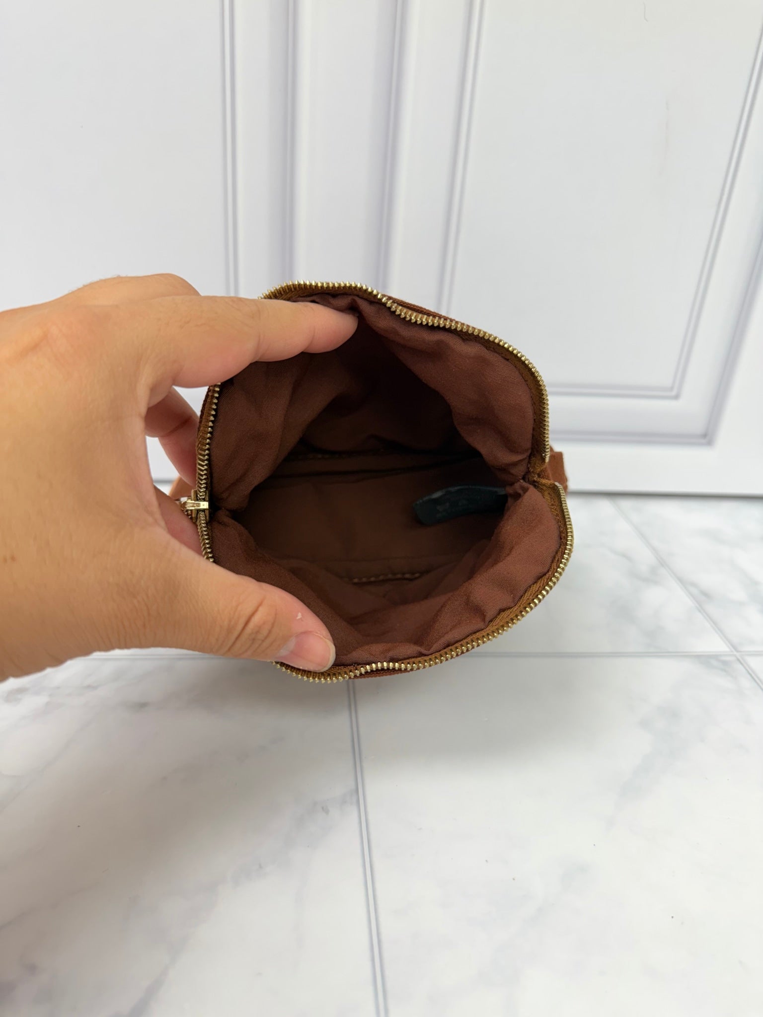 Hermes Brown Canvas Bolide Canvas Pochette Cosmetics Pouch 