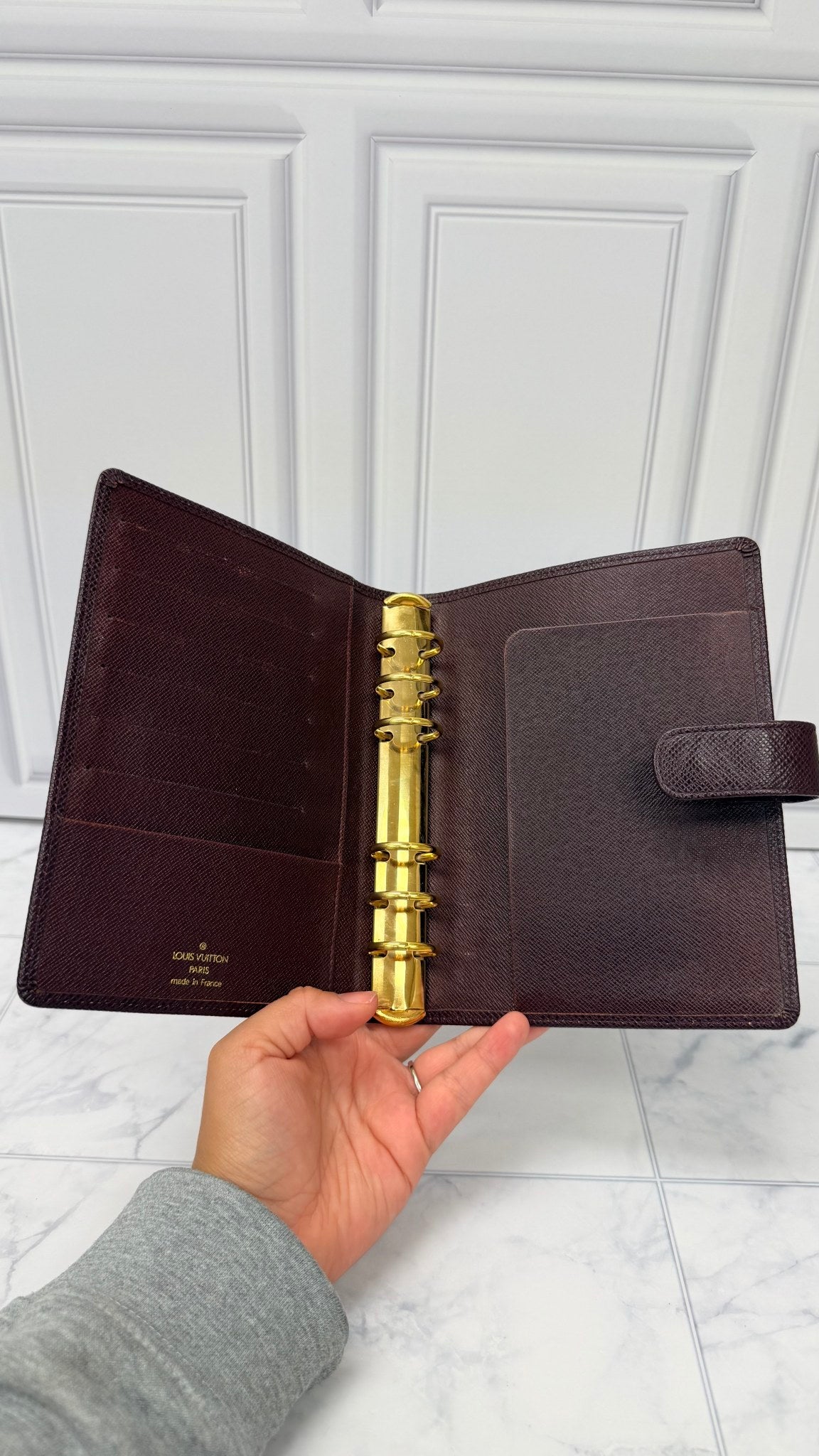 Louis Vuitton Burgundy Taiga Leather Notebook Agenda Cover MM 