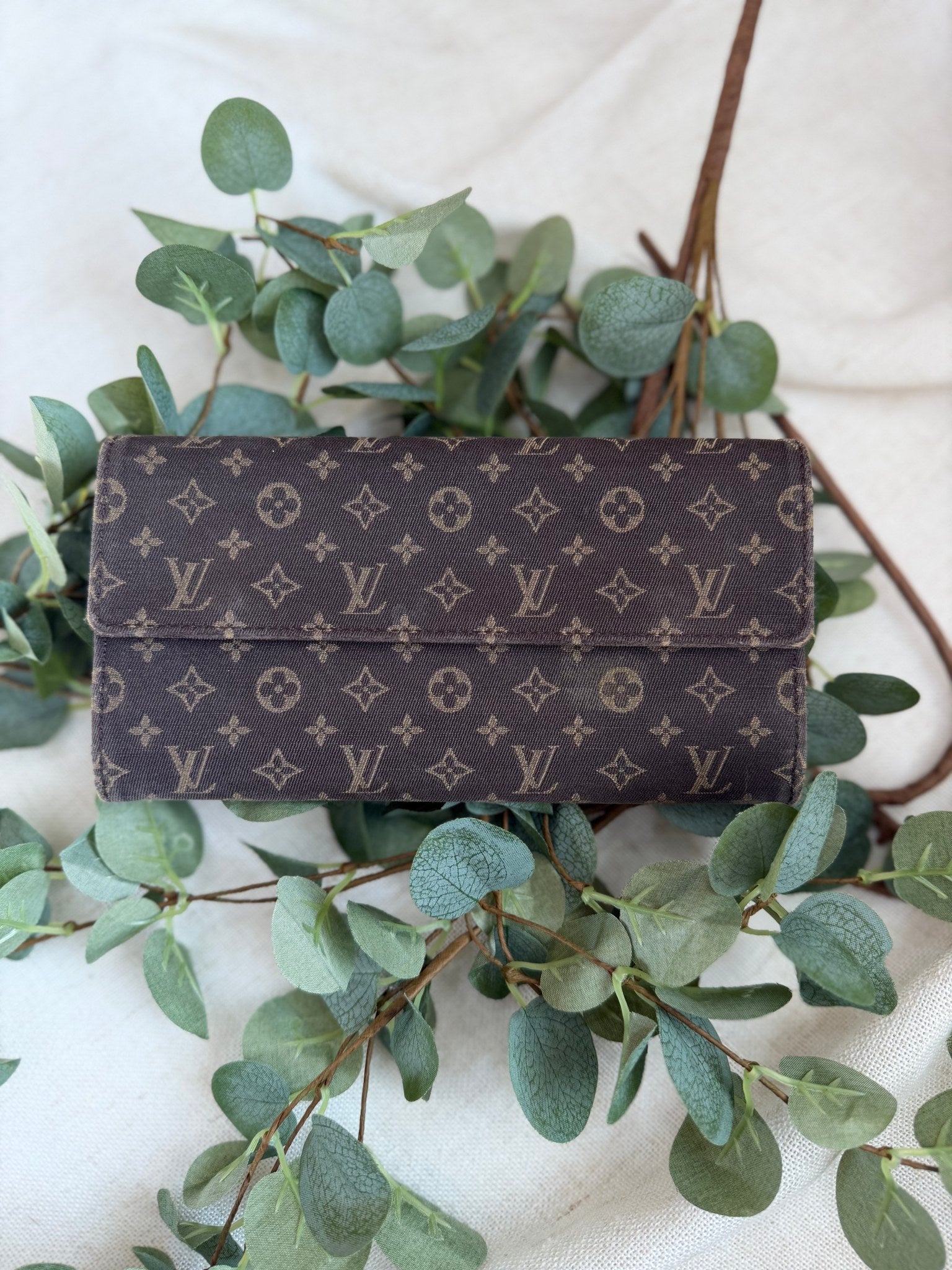 Louis Vuitton Brown Mini Lin Sarah Wallet