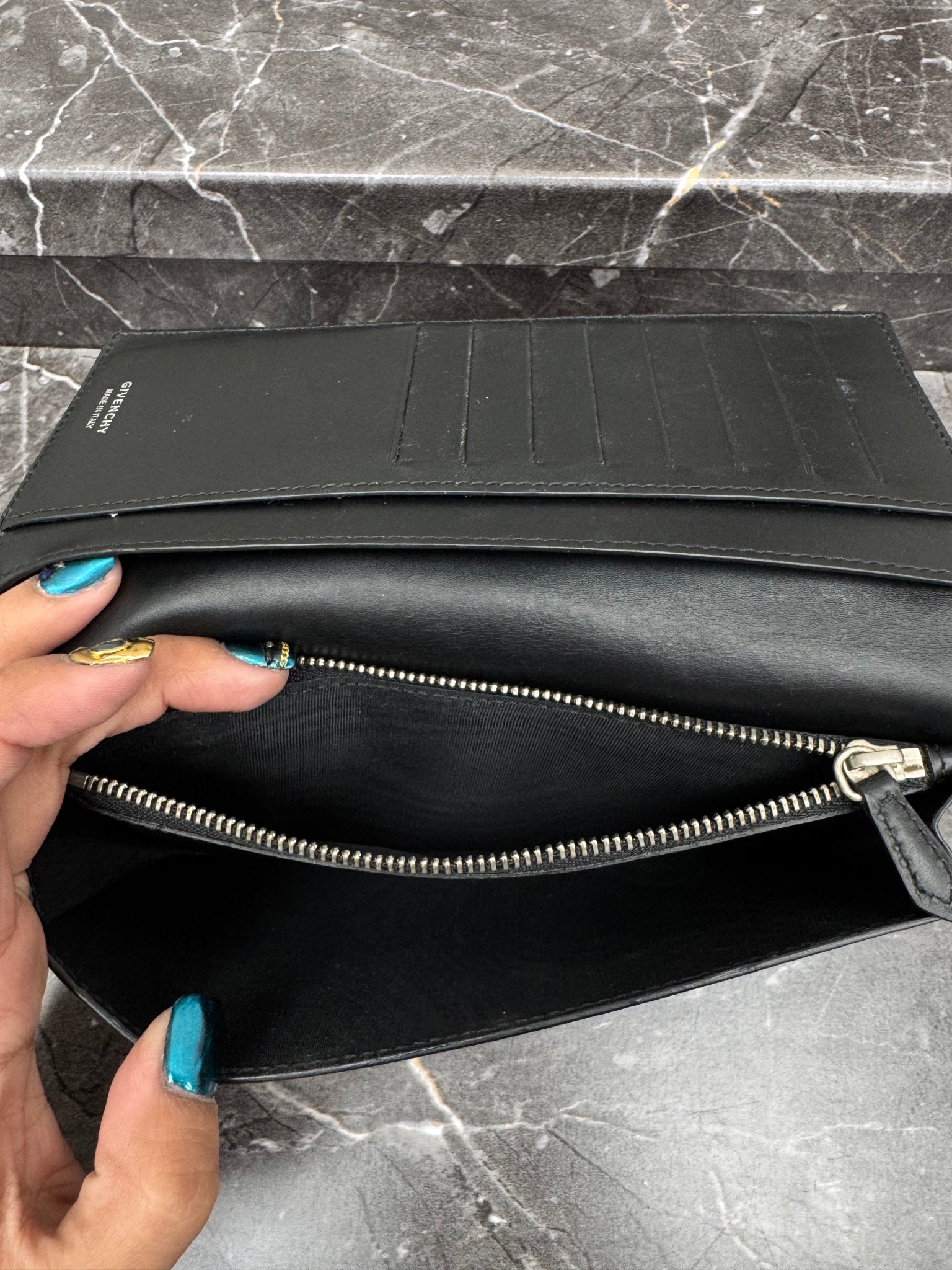 Givenchy Black Printed Leather Long Wallet