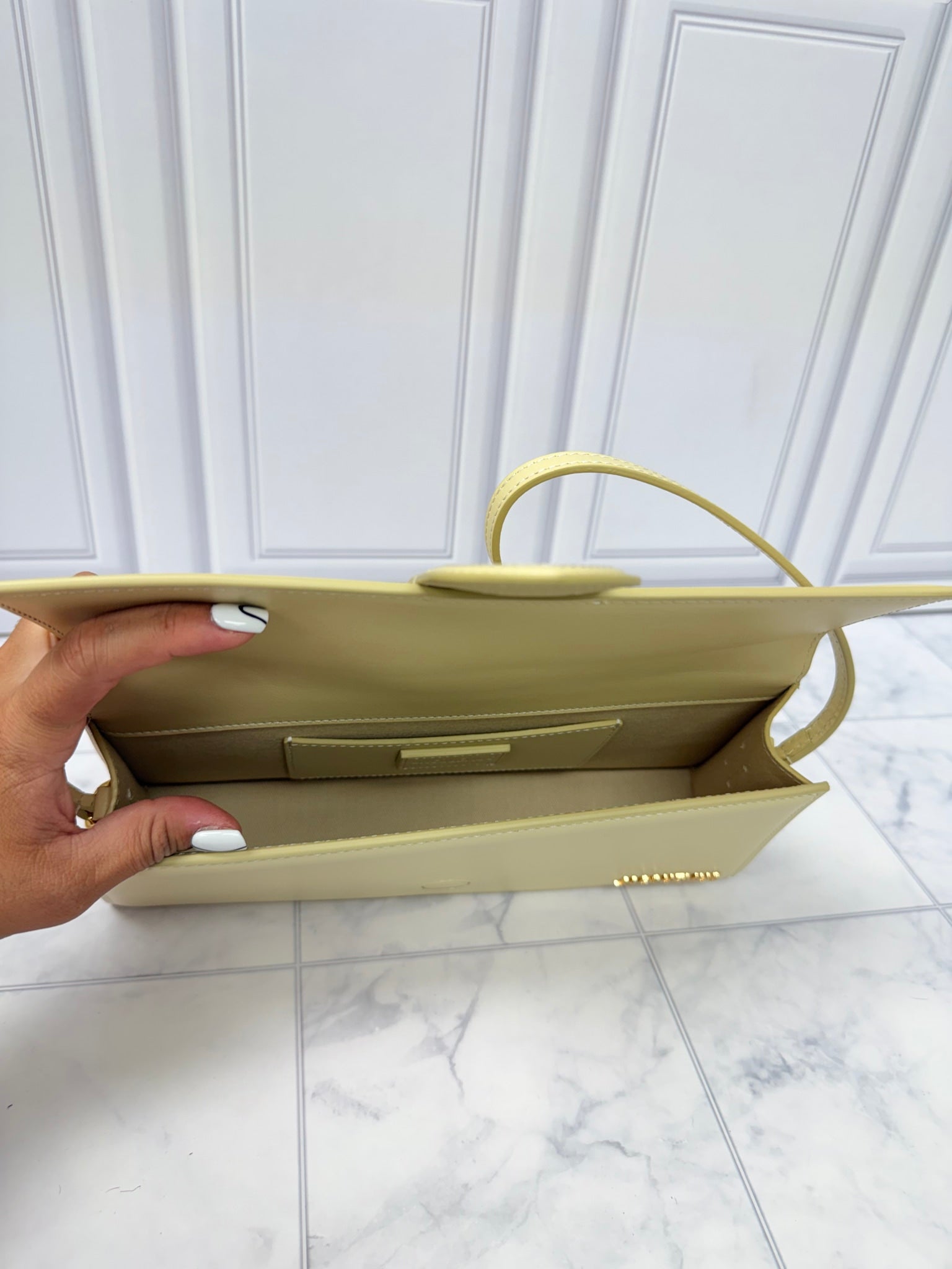 BRAND NEW - Jacquemus Ivory Leather Le Bambino Long Shoulder Bag