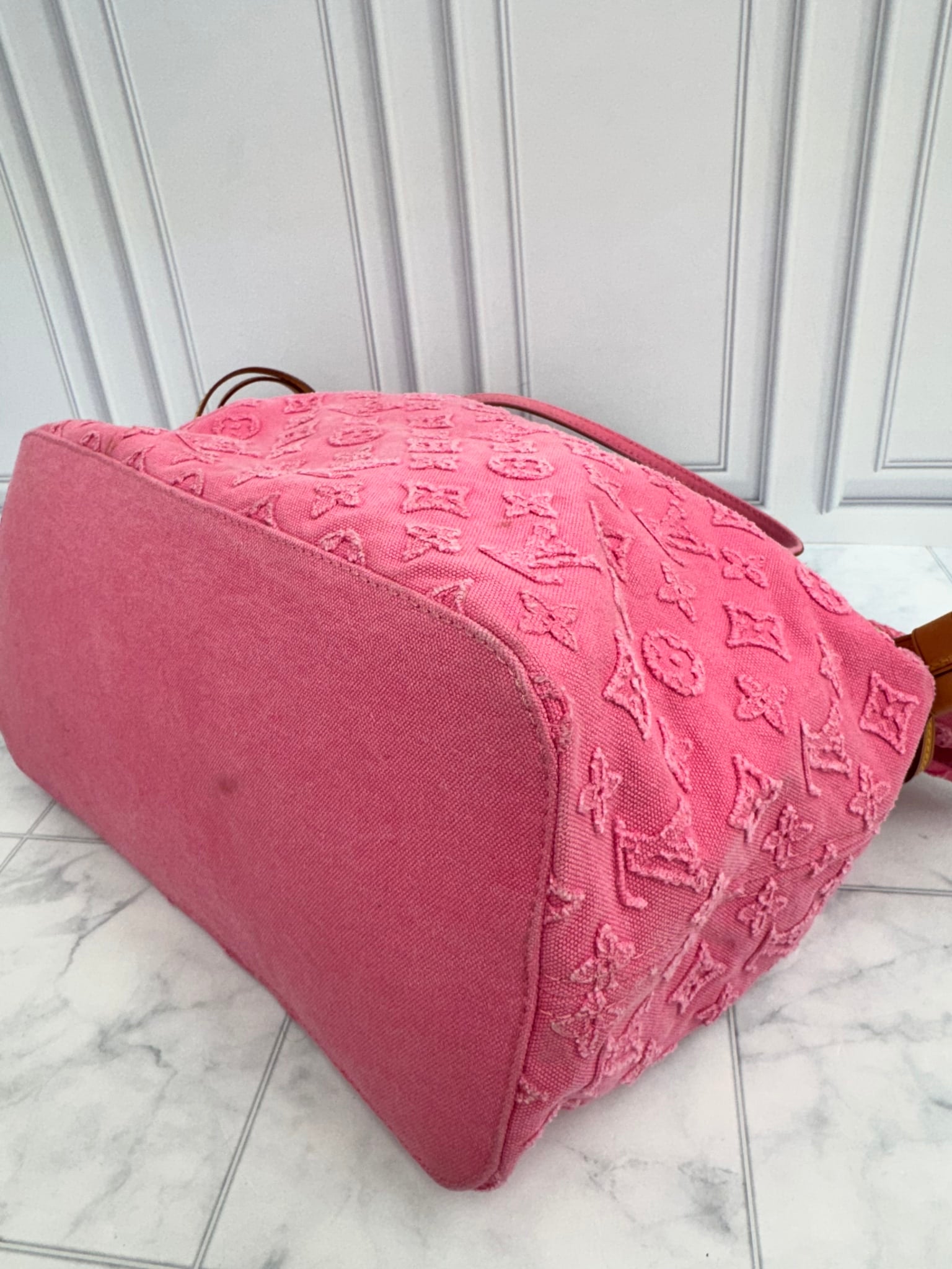 Louis Vuitton Pink Monogram Denim Stone Neverfull MM