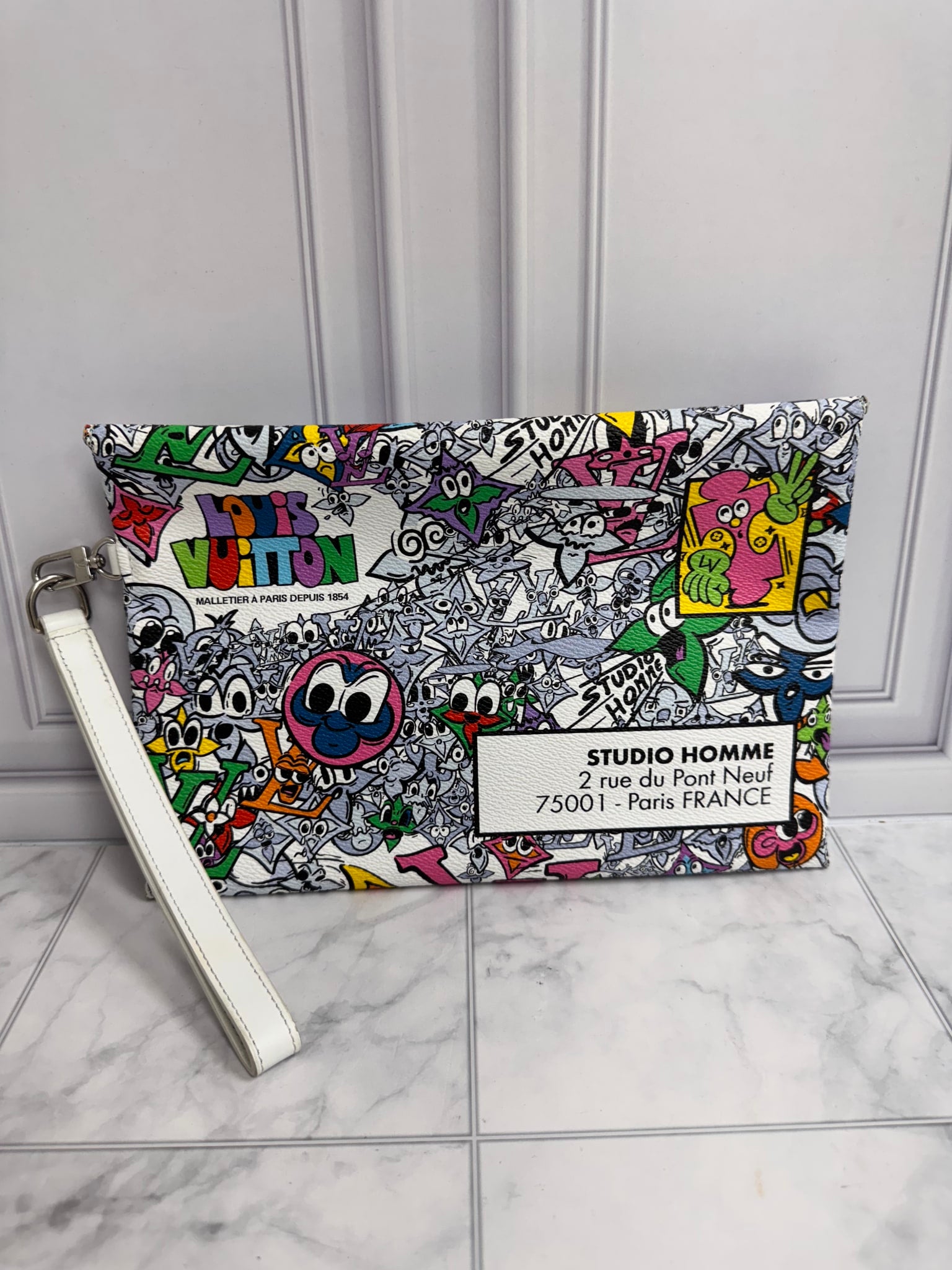 Louis Vuitton White Multicolor Monogram Comics Envelope Pouch