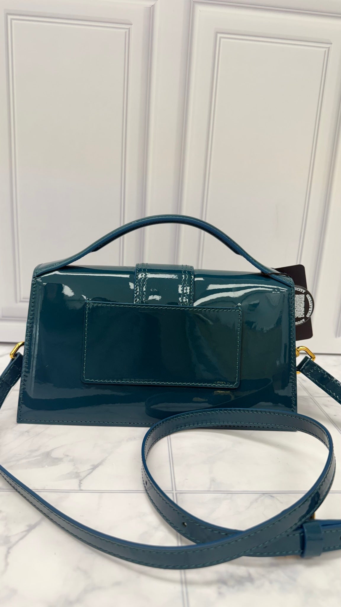 BRAND NEW - Jacquemus Turquoise Patent Leather Le Grand Bambino Handbag 2Way Handbag