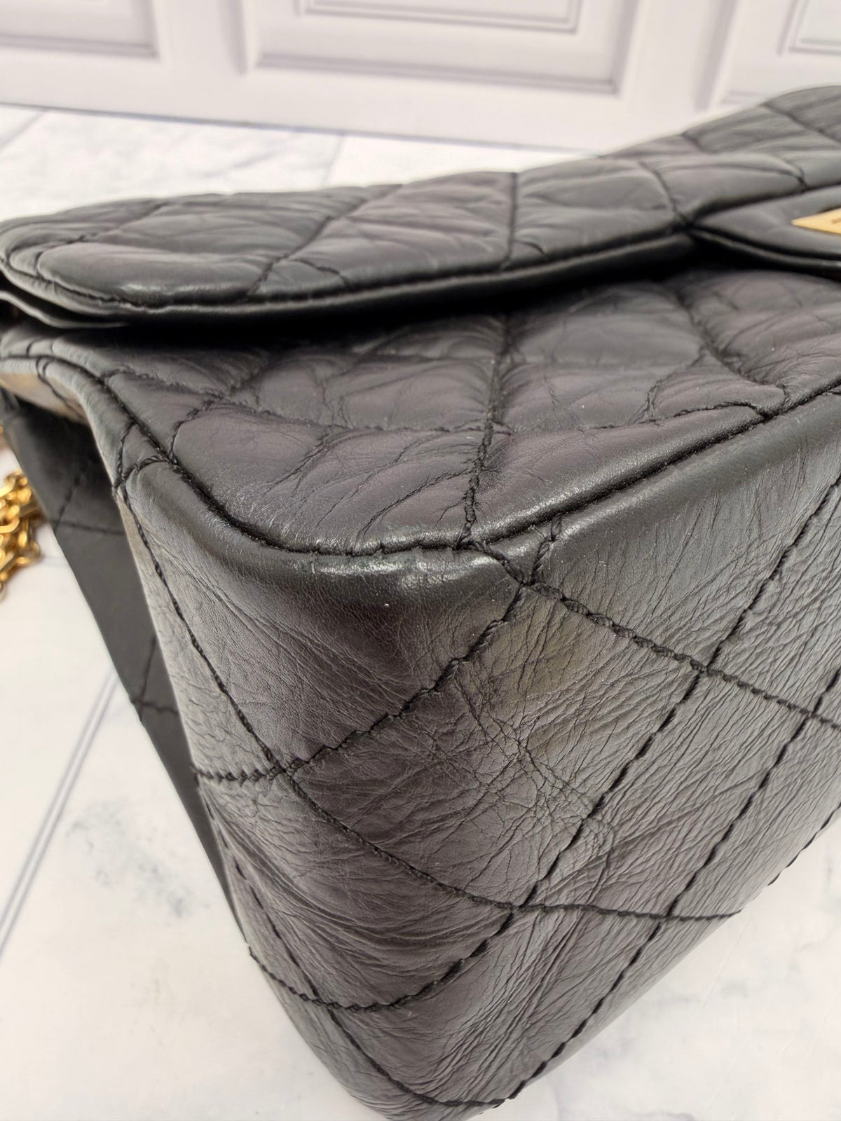 Chanel Black Calfskin Leather Jumbo 2.55 Handbag