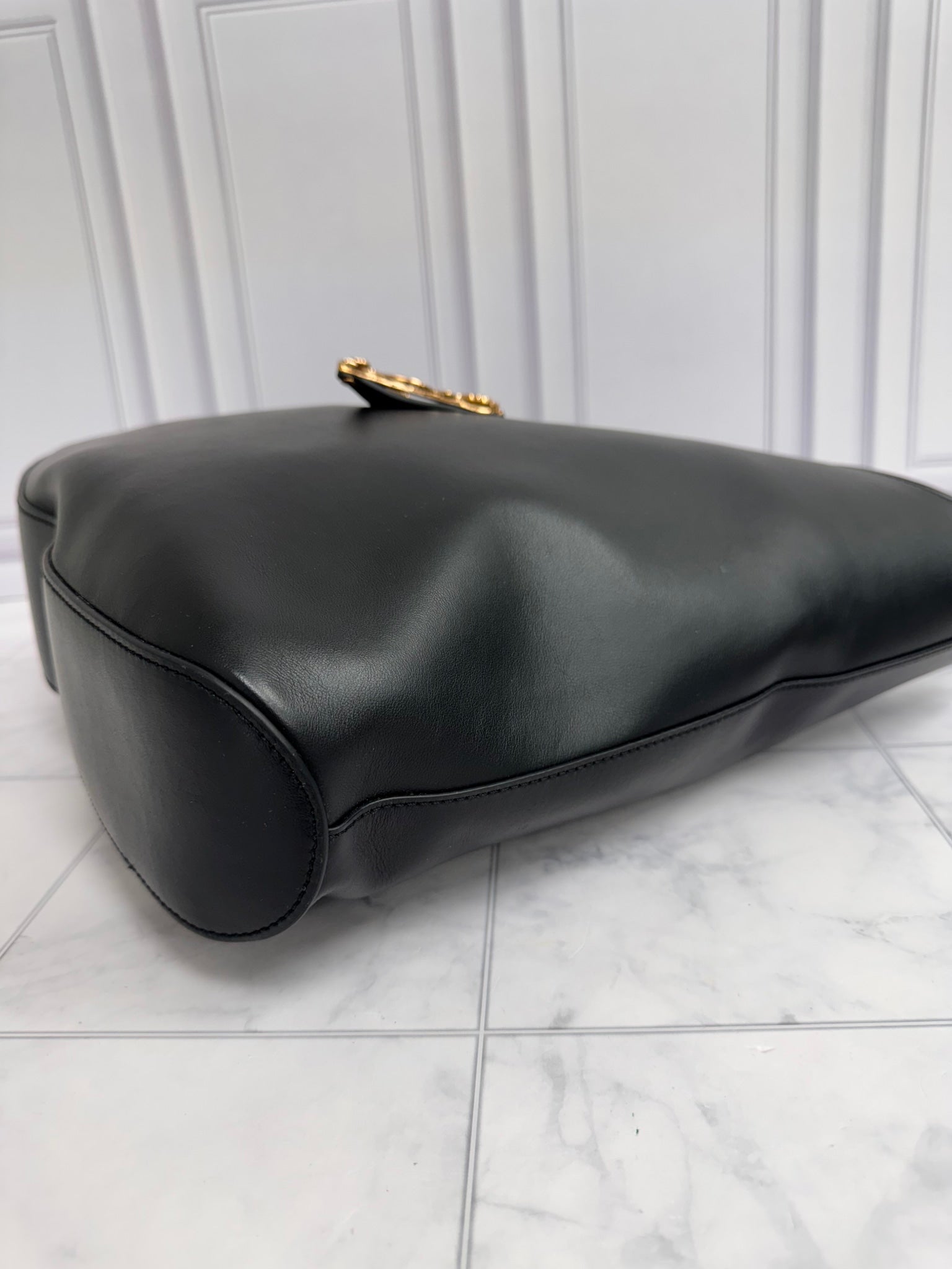 Versace Black Leather Hobo Bag