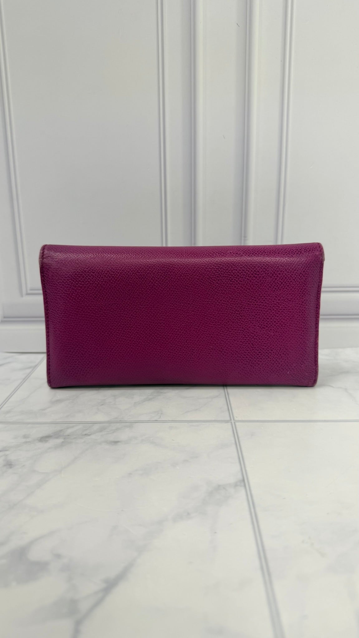 Salvatore Ferragamo Purple Grained Leather Long Wallet 