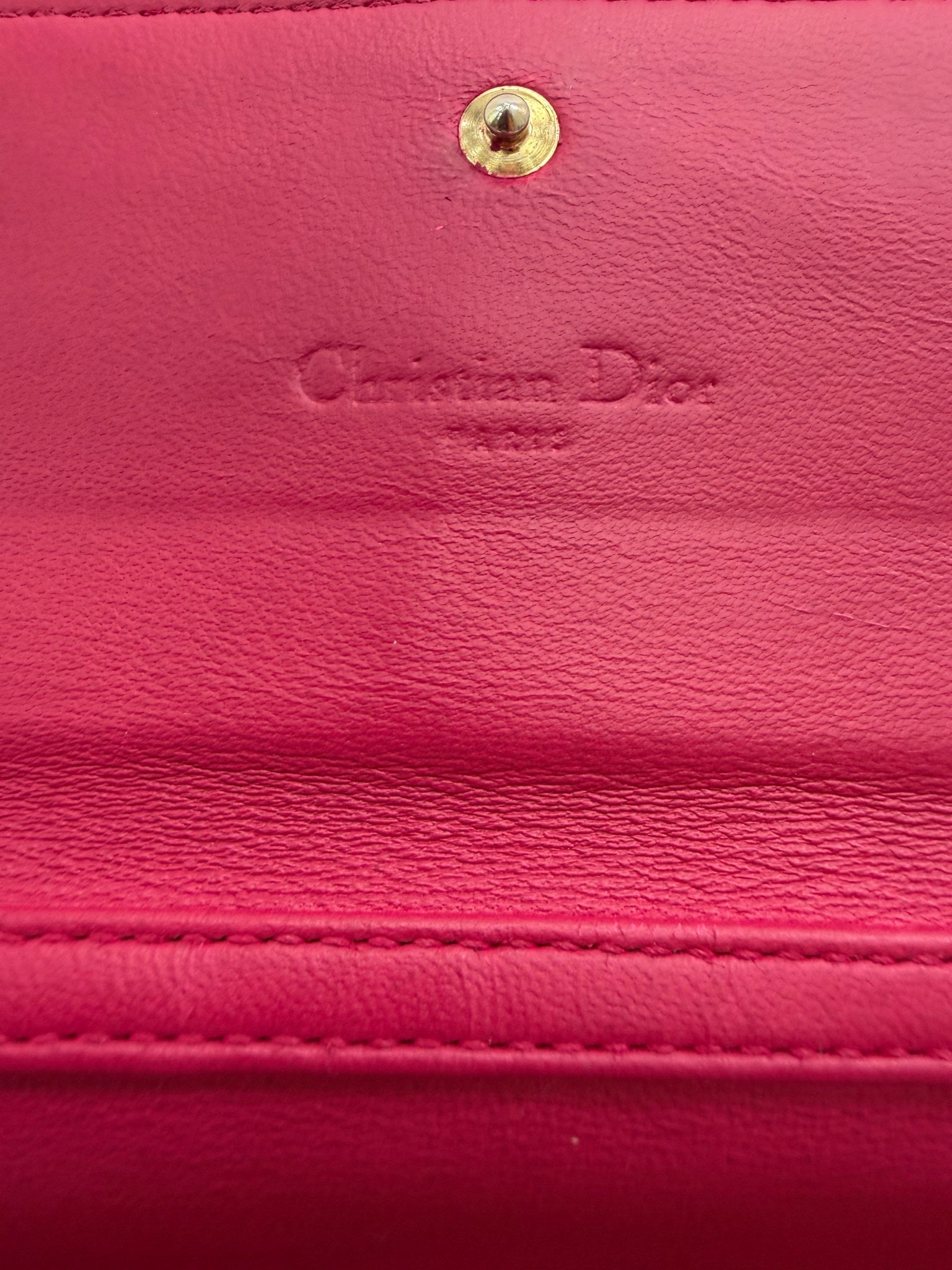 Christian Dior Pink Leather Cannage Crossbody Wallet on a Chain