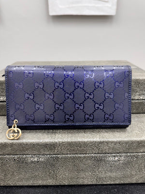 Gucci Navy Blue GG Imprime Long Wallet