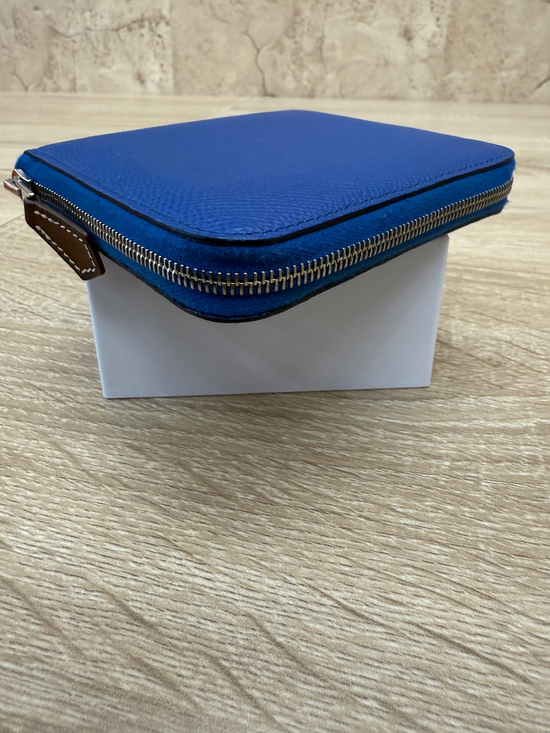 Hermes Blue Epsom Leather Azap Compact Zippy Wallet