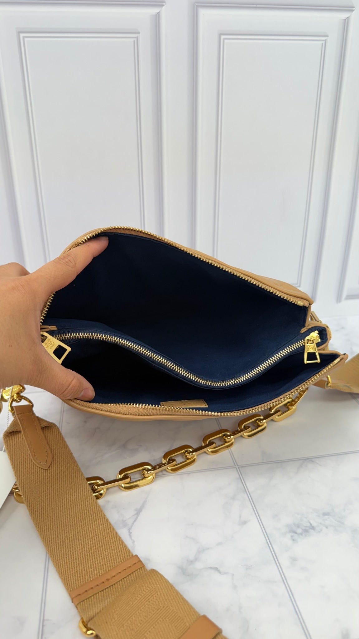 Louis Vuitton Tan Monogram Lambskin Leather Coussin PM Crossbody Bag 