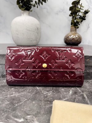 Louis Vuitton Burgundy Vernis Sarah Long Wallet