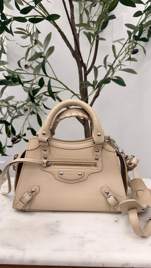 Balenciaga Beige Grained Leather Neo Classic Mini 2Way Handbag