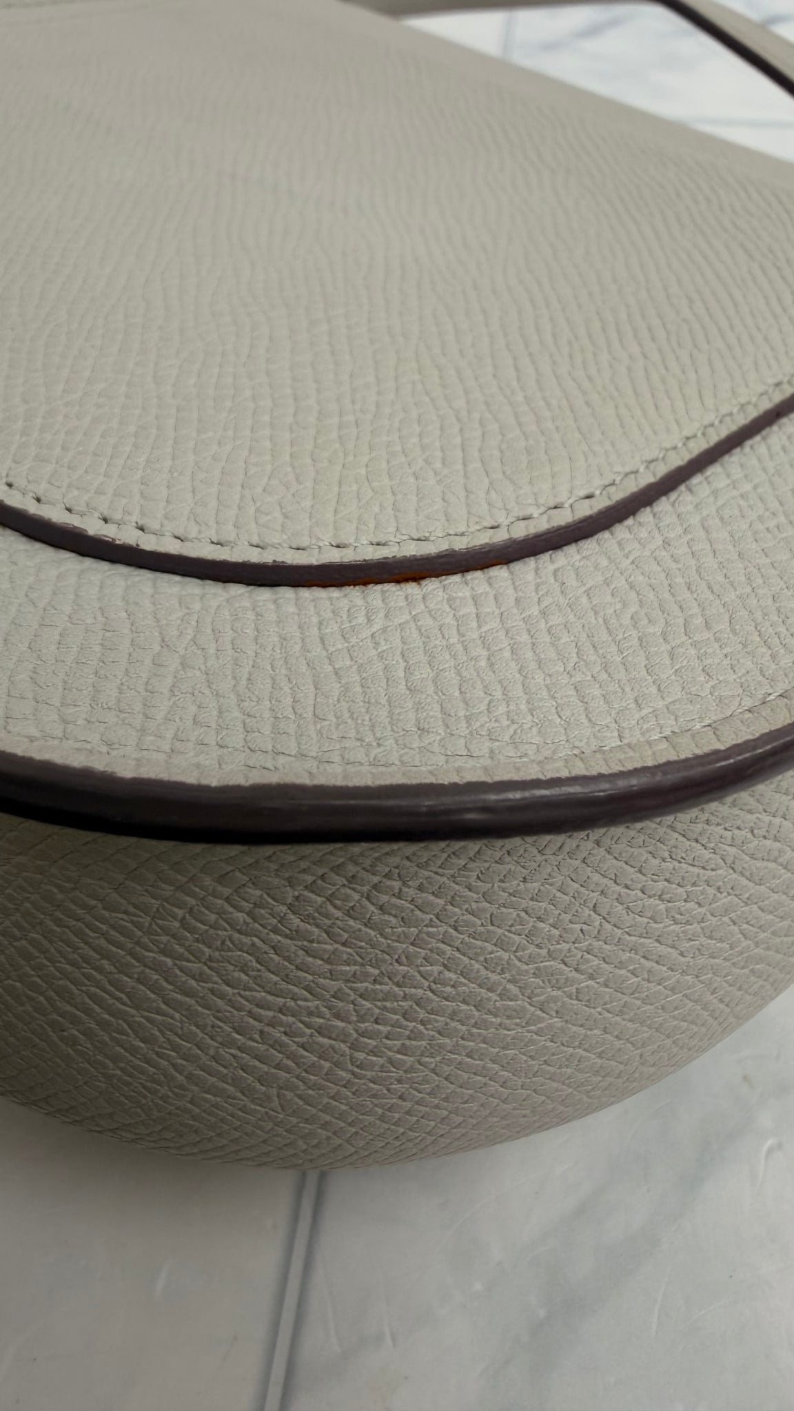 Celine Light Grey Grained Calfskin Leather Trotteur Crossbody