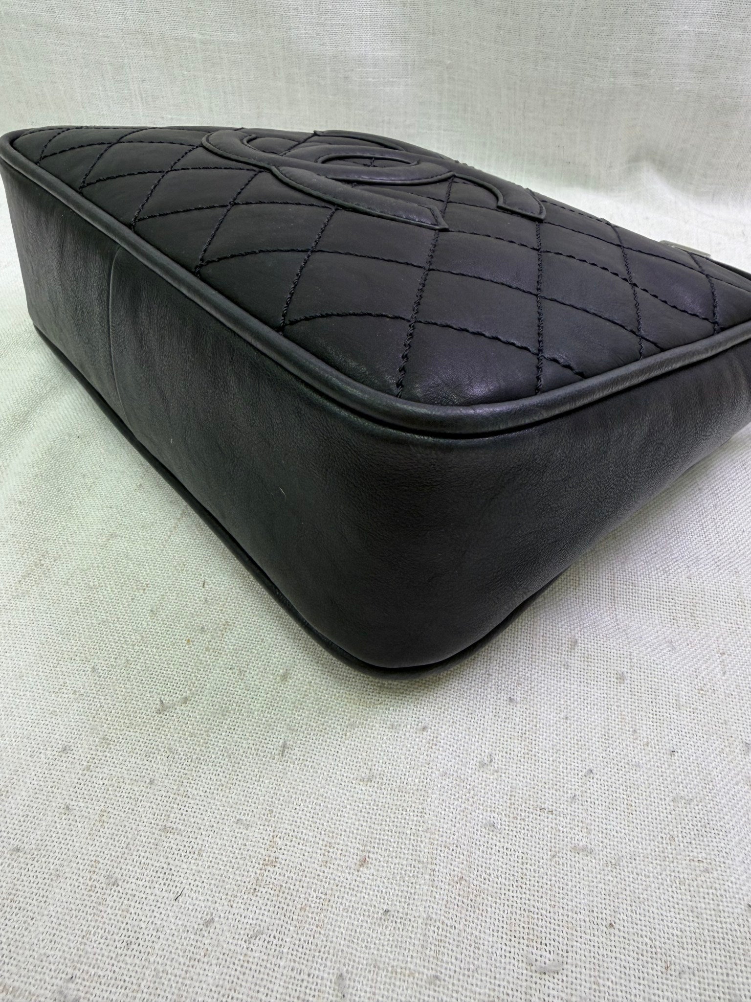 Chanel Vintage Black Quilted Lambskin Timeless CC Hobo Bag