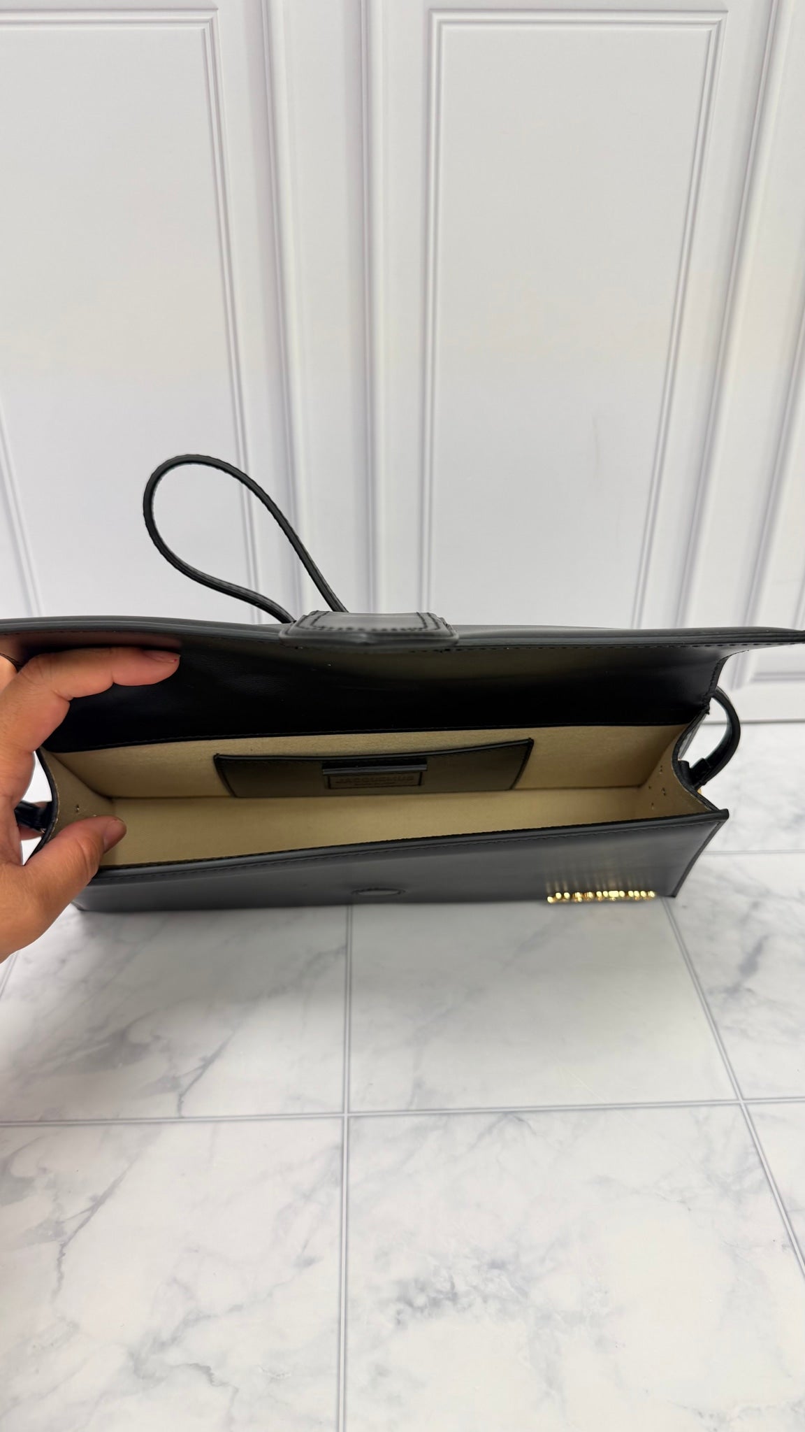 BRAND NEW - Jacquemus Black Leather Le Bambino Long Shoulder Bag
