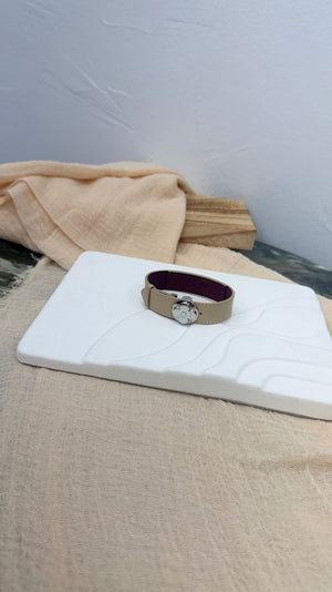 LIKE NEW - Louis Vuitton Cream Leather Wish Bracelet
