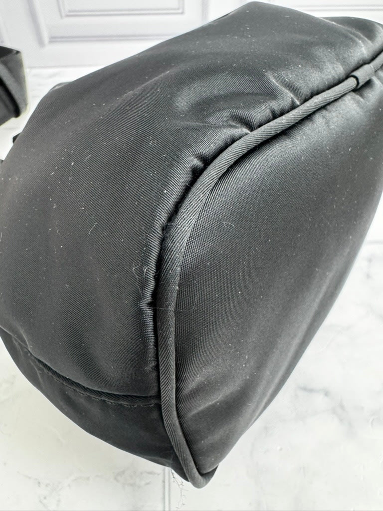 Versace Black Nylon La Medusa Small Bucket Bag