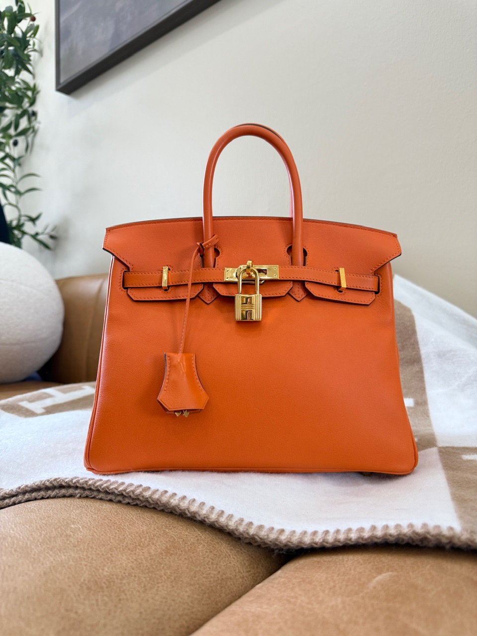 Hermes Orange Swift Leather Birkin 25