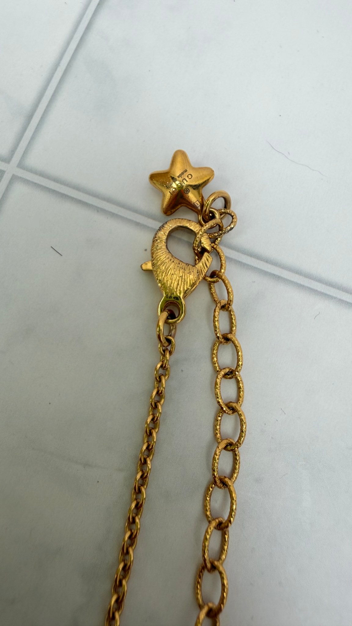Gucci Vintage Gold Tone "Gucci Star" Necklace
