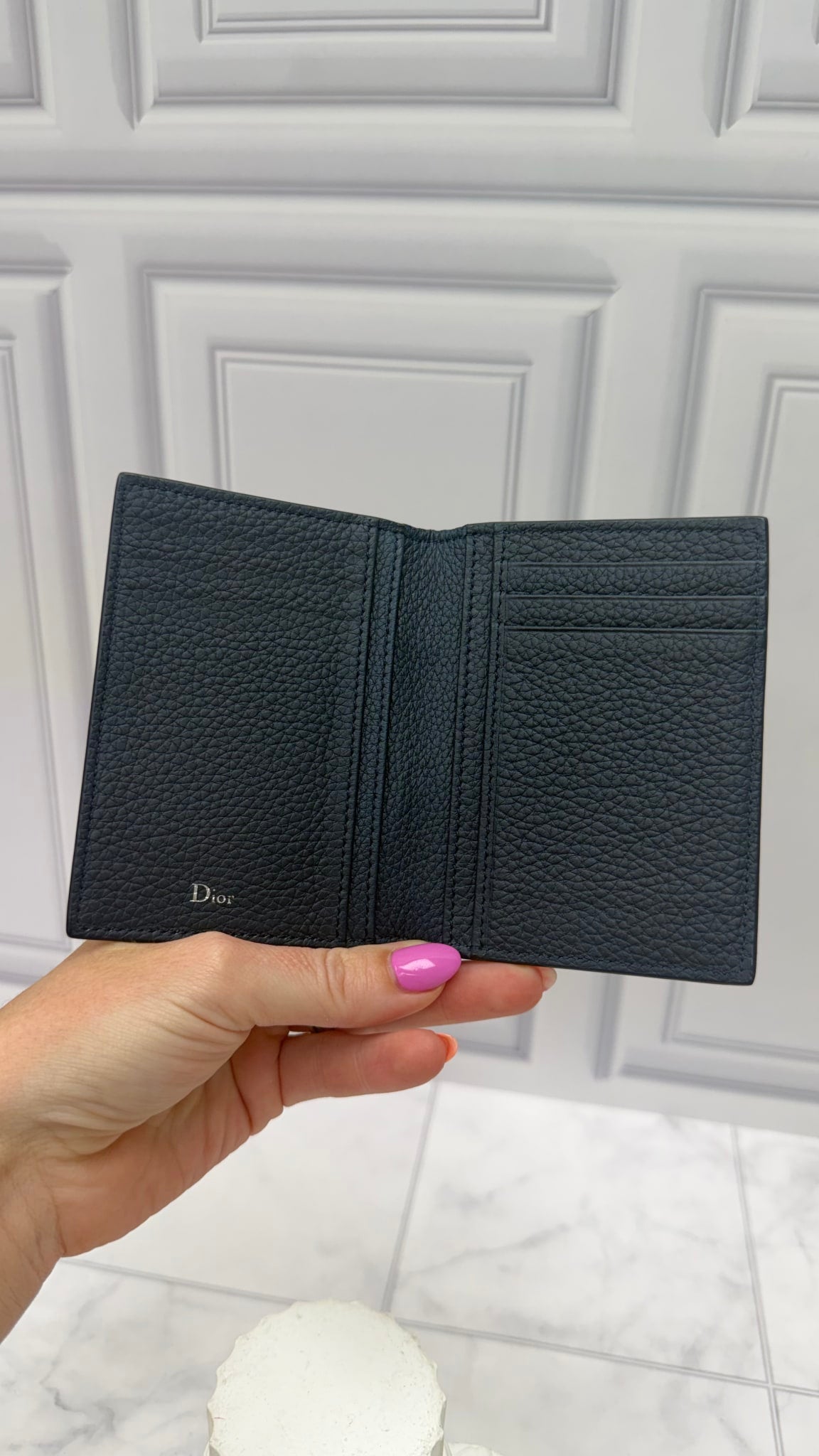 Christian Dior Navy Blue Leather Pocket Organizer