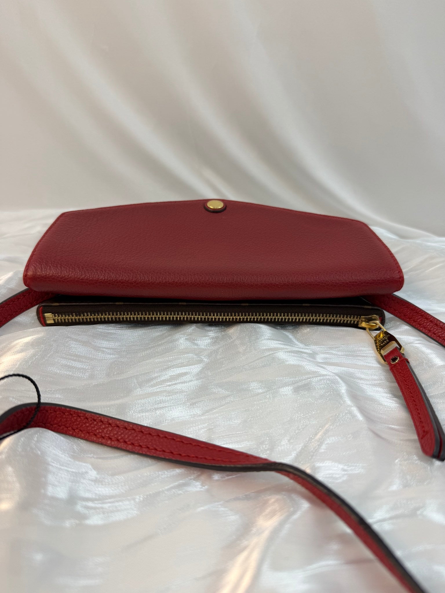 Louis Vuitton Monogram And Red Leather Twice Pochette Bag