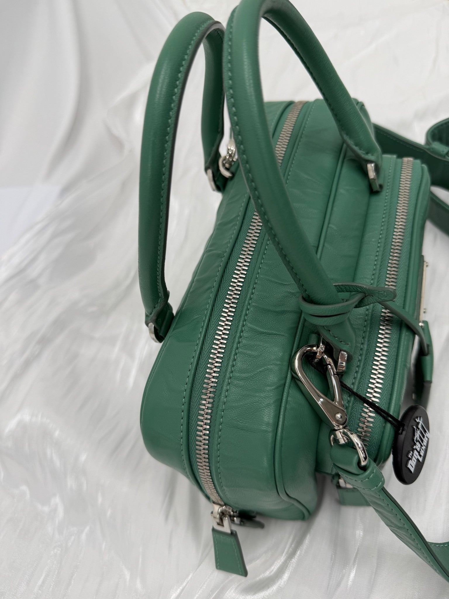 Prada Sage Green Wrinkled Leather MultiPocket 2way Bag