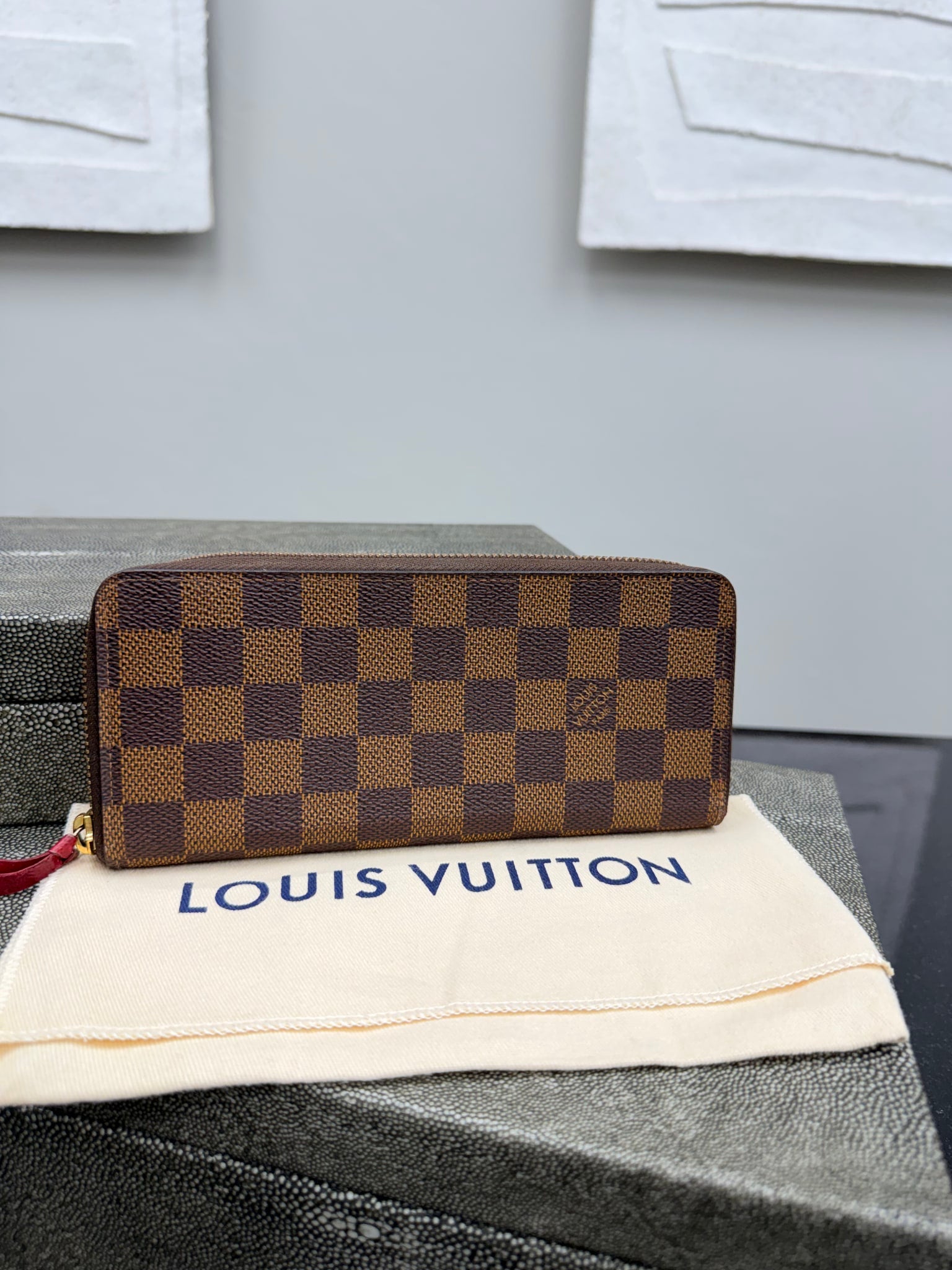 Louis Vuitton Damier Ebene Portefeuille Clemence Zippy Wallet 