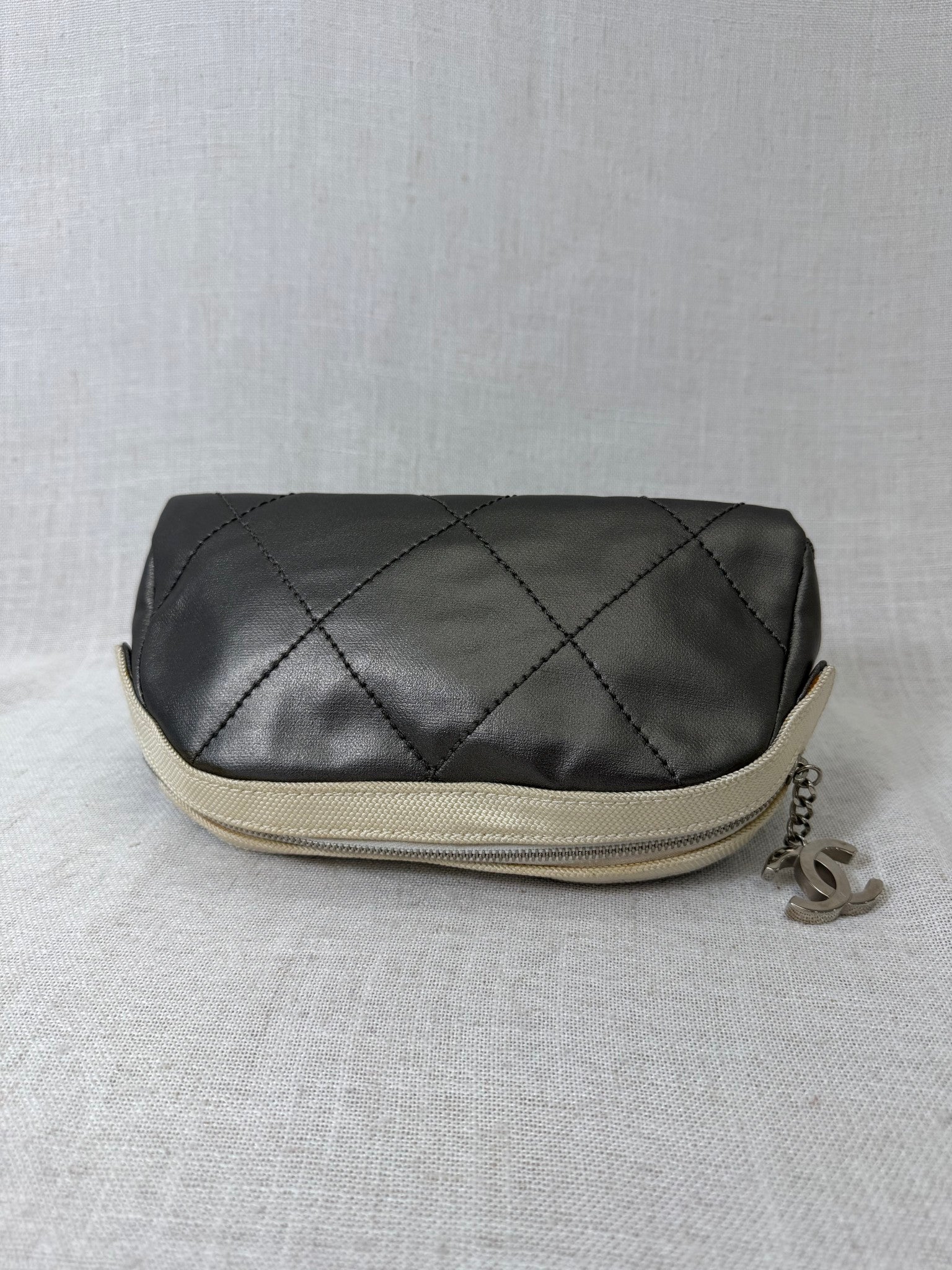 Chanel Grey PVC Leather Pouch 