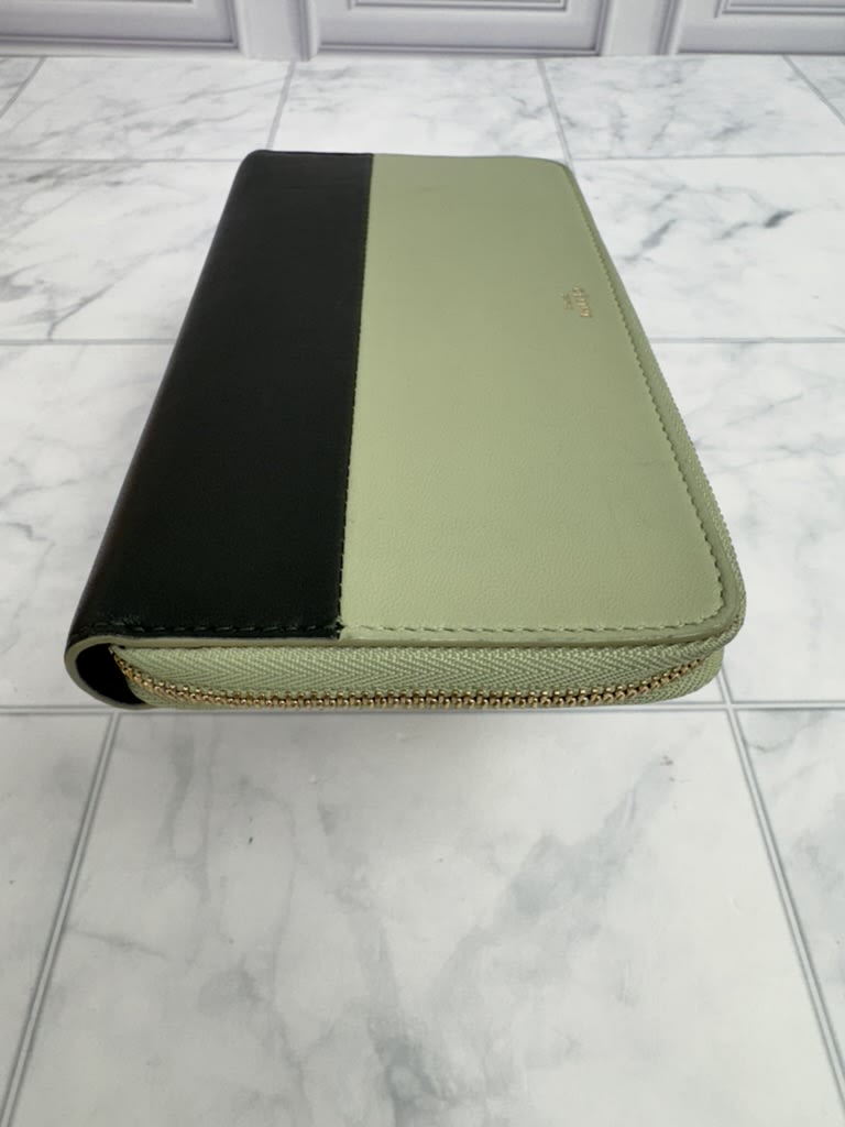 Celine Green And Black Leather Zippy Wallet
