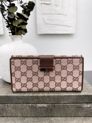 Gucci Brown GG Monogram Canvas Long Wallet