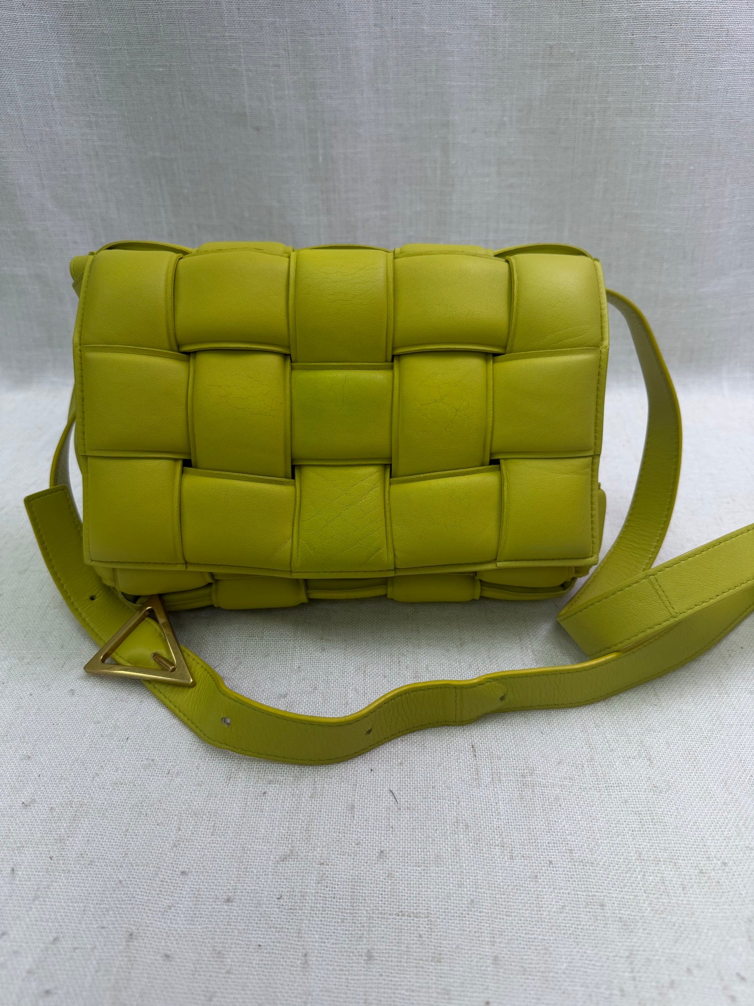 Bottega Veneta Lime Green Padded Leather Cassette Crossbody