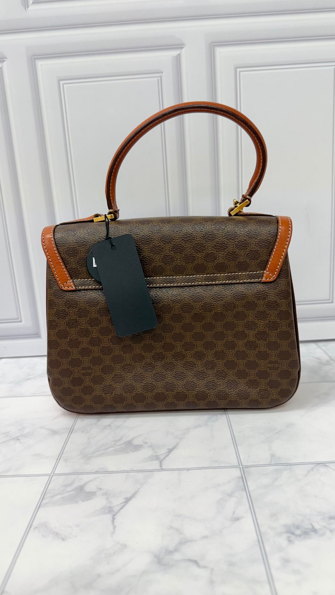 Celine Brown Macadam Top Handle Bag