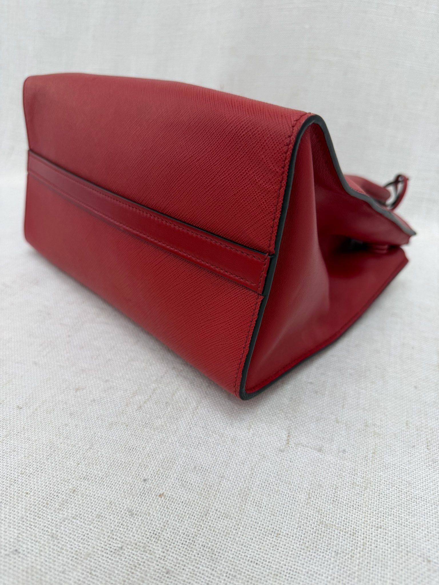Prada Red Saffiano Leather 2way Double Zip Tote