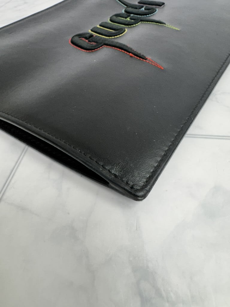 Gucci Black Leather Blade Wristlet Pouch