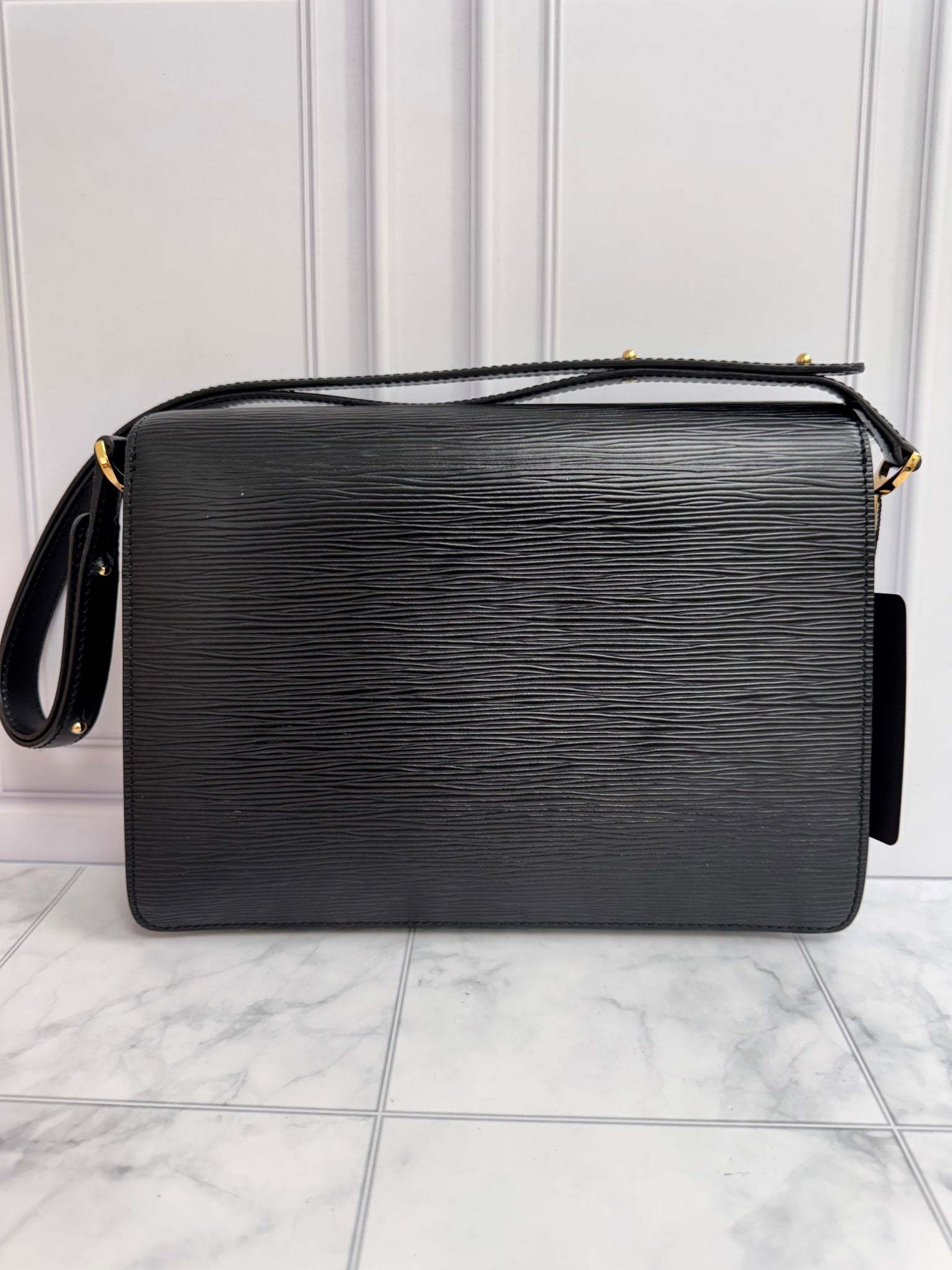 Louis Vuitton Black Epi And Blue Leather Friedland Shoulder Bag
