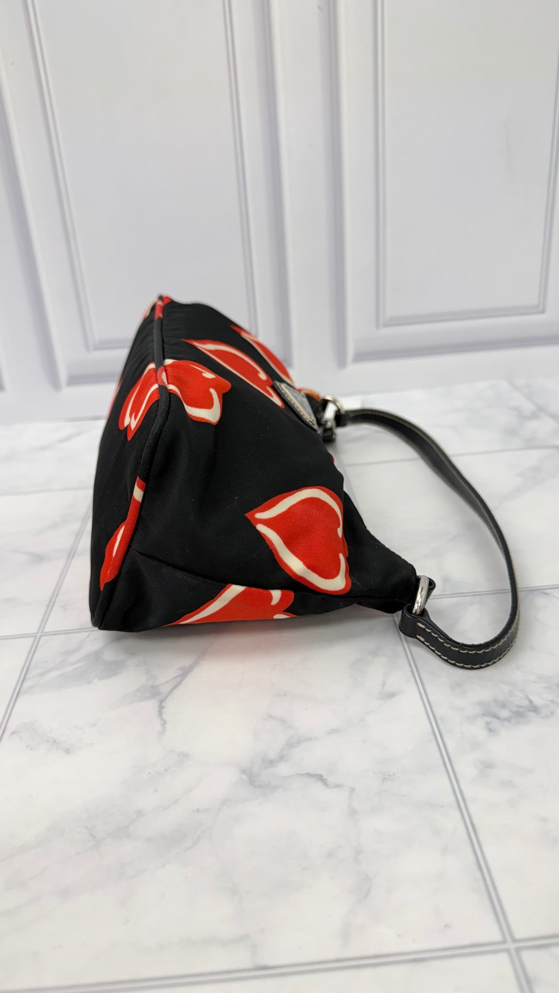 Prada Black Nylon Heart Shoulder Bag 