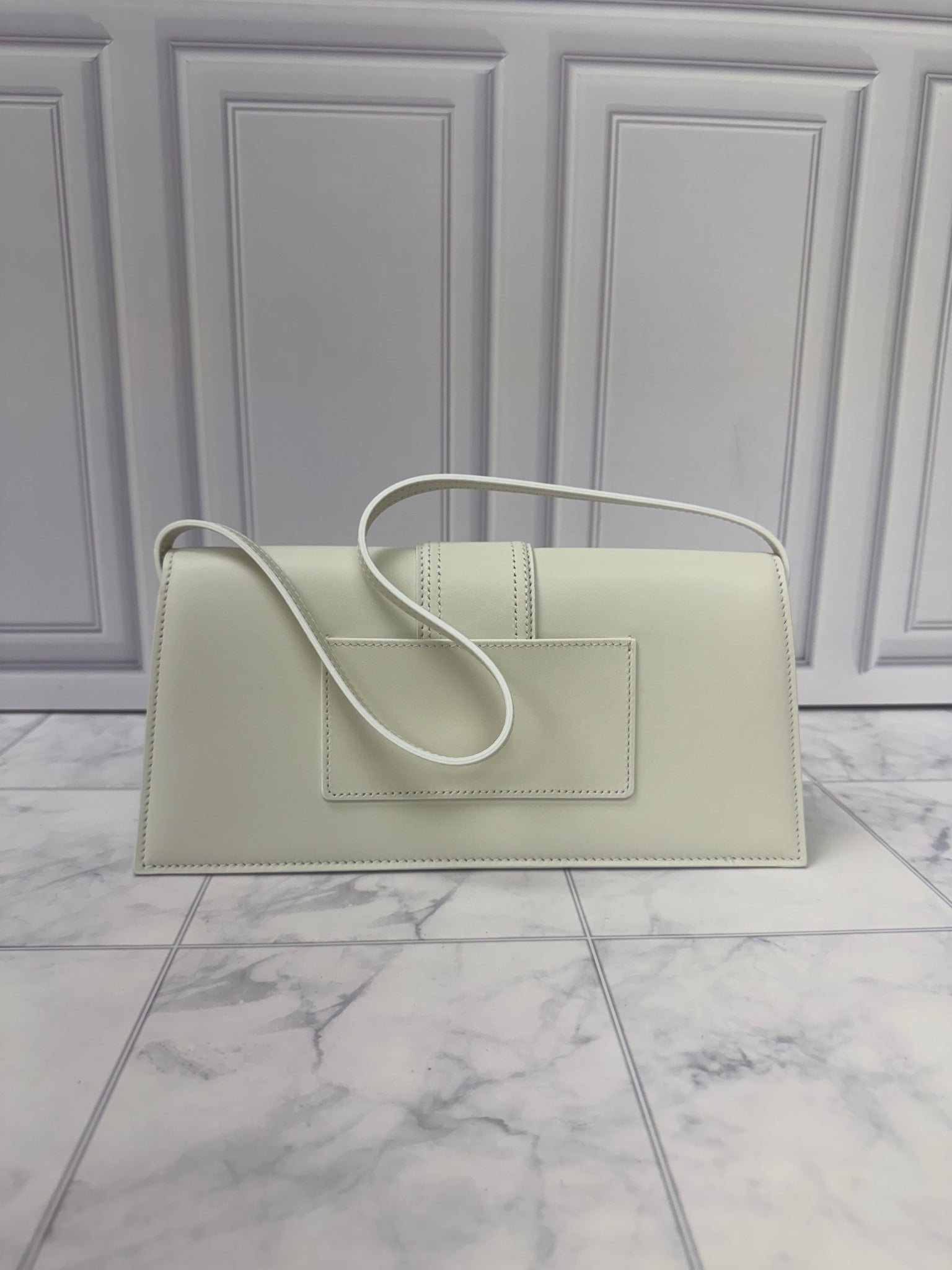 BRAND NEW - Jacquemus White Leather Le Bambino Long Shoulder Bag