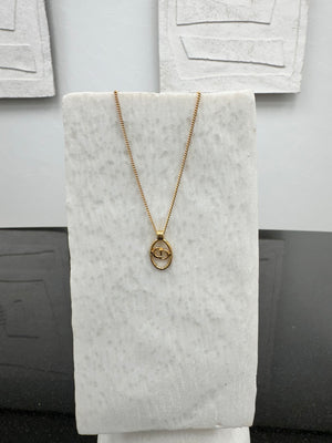 Christian Dior Gold Tone CD Logo Pendant Necklace