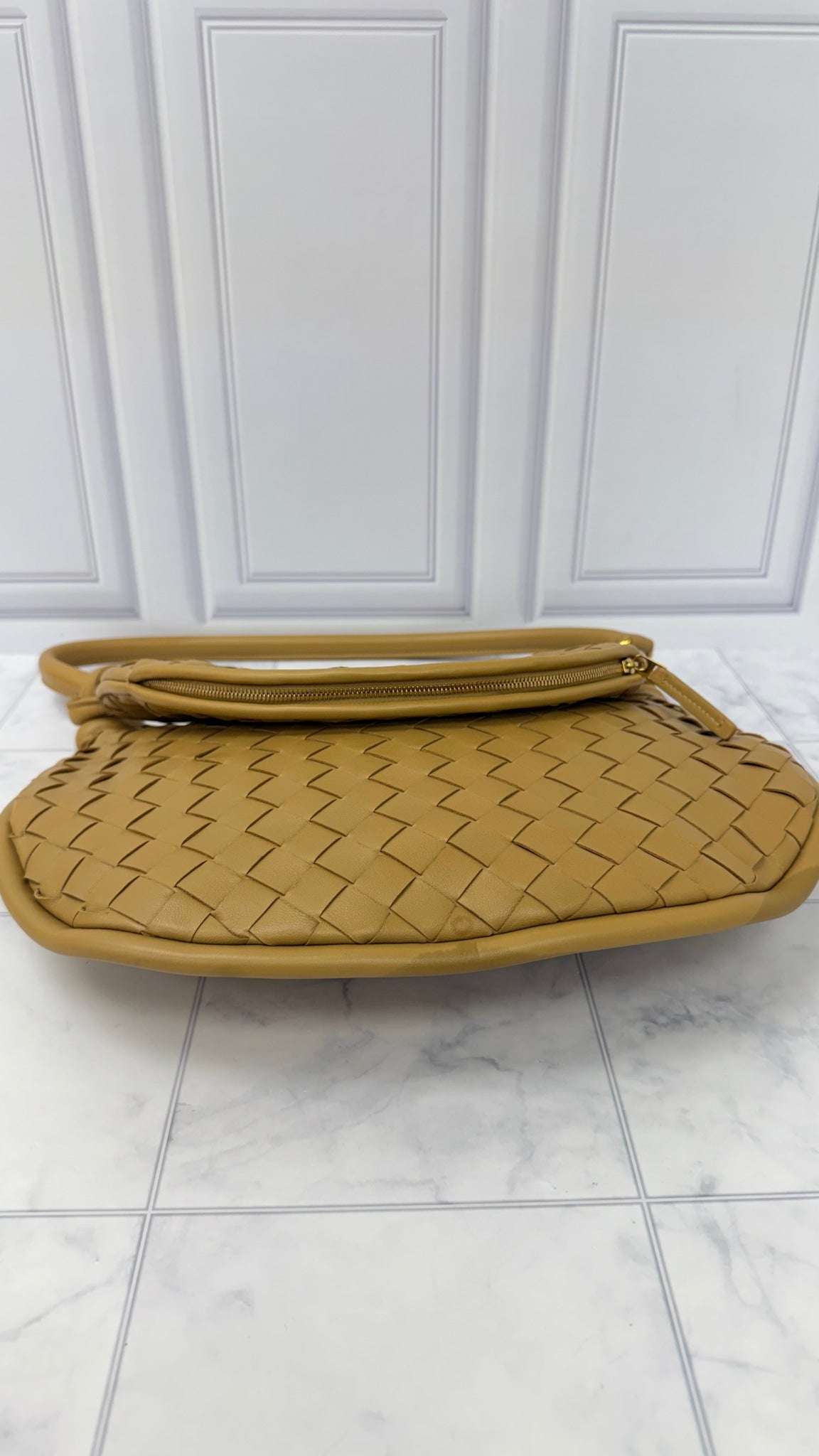 Bottega Veneta Tan Intrecciato Nappa Leather Medium Gemelli Shoulder Bag