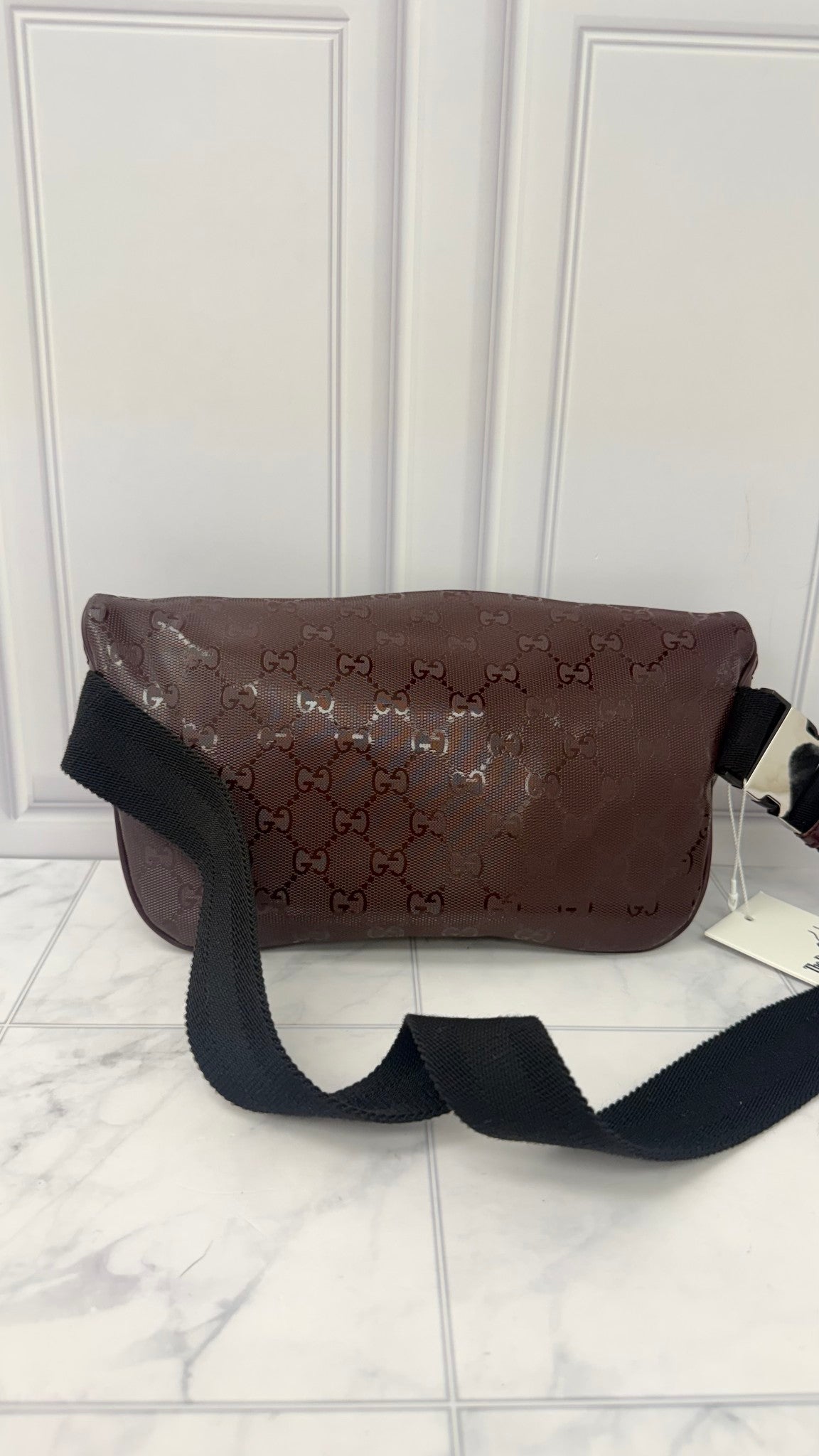 Gucci Deep Mauve GG Coated Canvas Belt Bag 