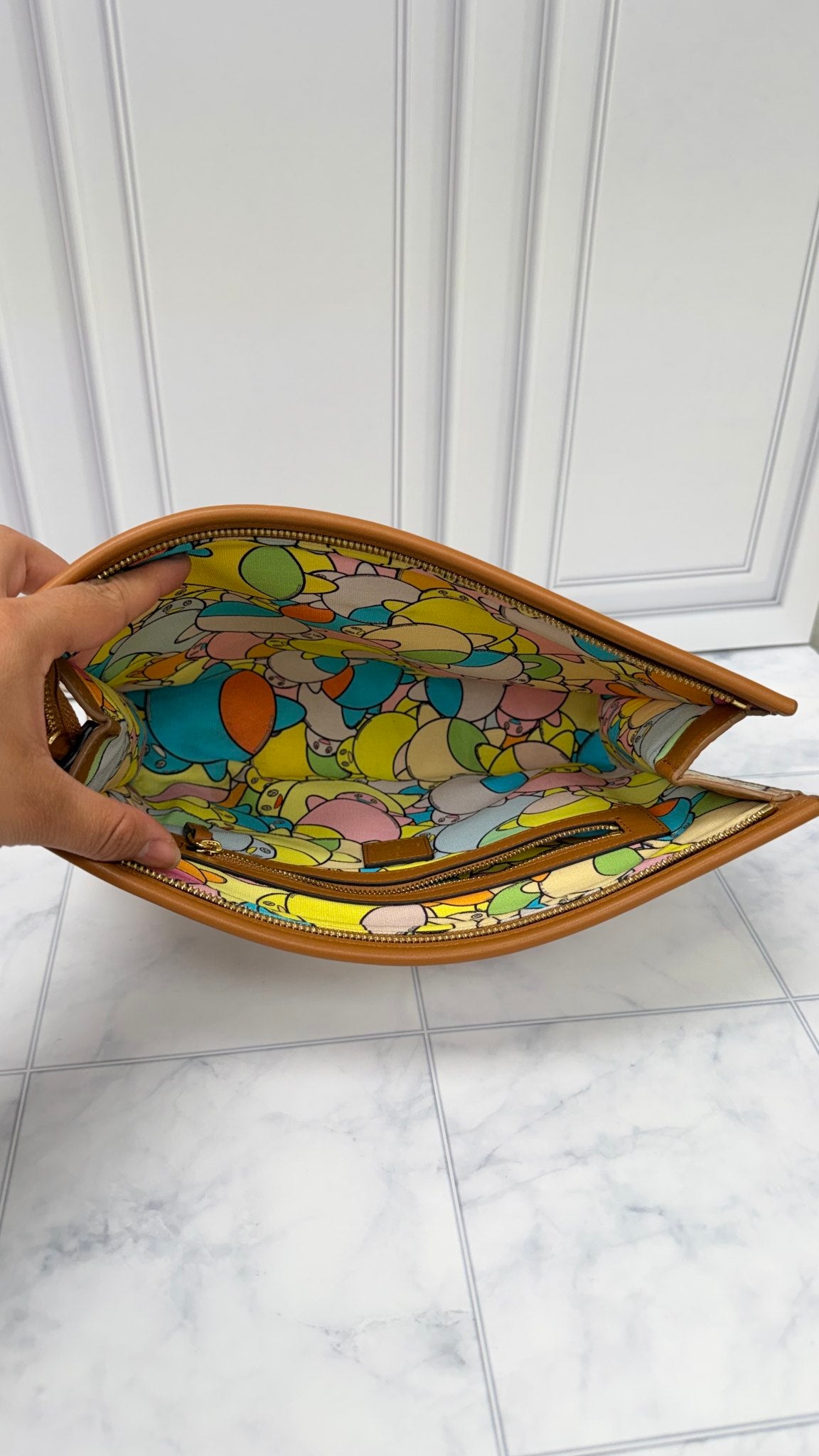 MCM x Eddie Kang Beige Visetos Canvas Clutch