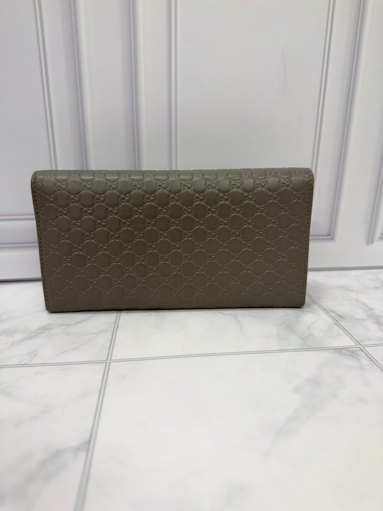 Gucci Grey Microguccissima Leather Long Wallet 