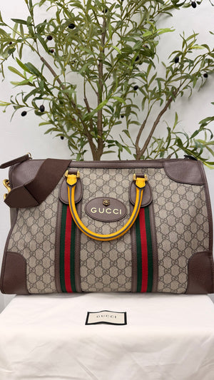 Gucci Supreme Coated Canvas Neo GG Web Duffle Bag