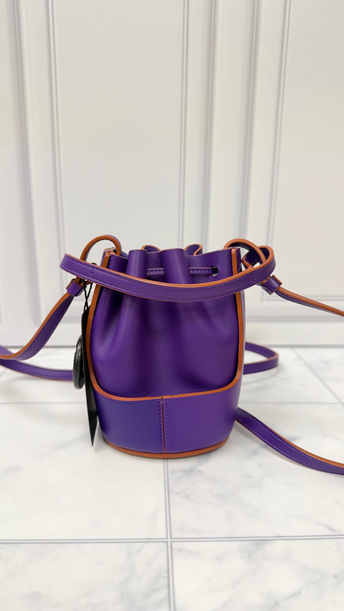 Loewe Purple Leather Balloon Bucket Crossbody Bag