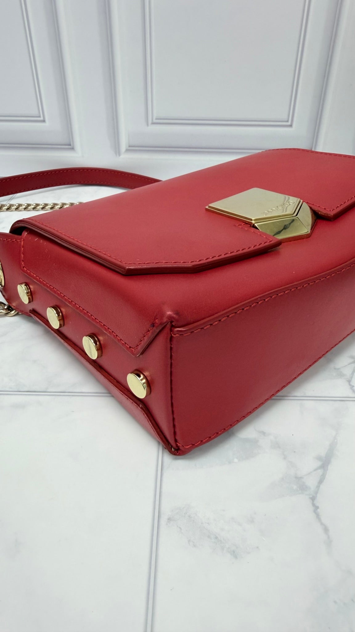 Jimmy Choo Red Leather Crossbody Bag 