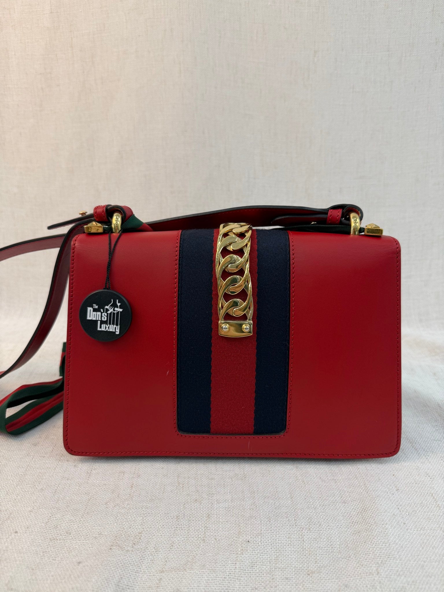 Gucci Red Leather Small Sylvie Shoulder Bag