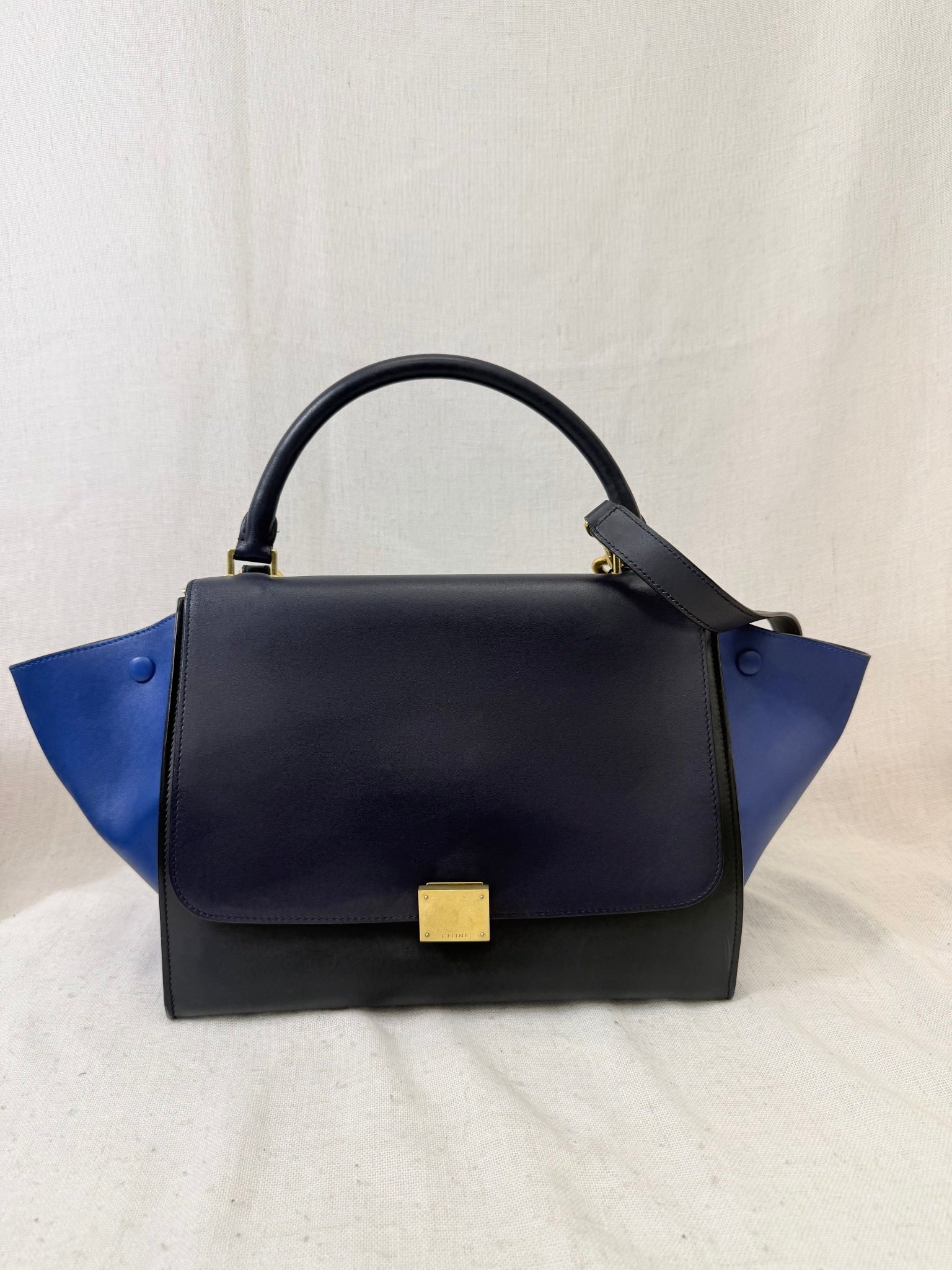 Celine Blue Leather Trapeze Medium Handbag